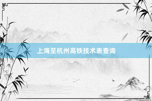 上海至杭州高铁技术表查询