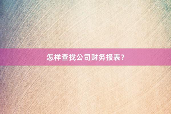 怎样查找公司财务报表？